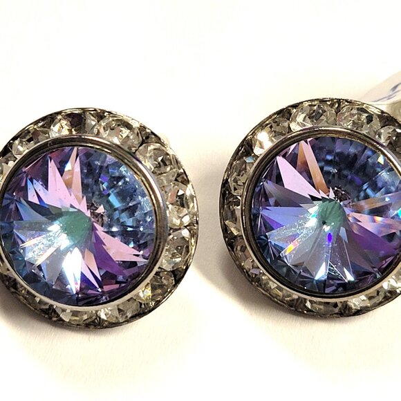 Aurora Borealis Clip On Earrings, 22mm Aurora Borealis ClipOns - Picture 6 of 6